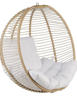 Cadeira Suspensa Em Metal E Corda Creme Com Suporte Arco