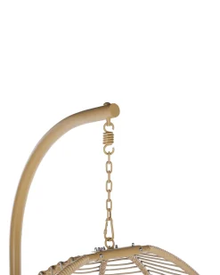 Cadeira Suspensa Em Metal E Corda Creme Com Suporte Arco
