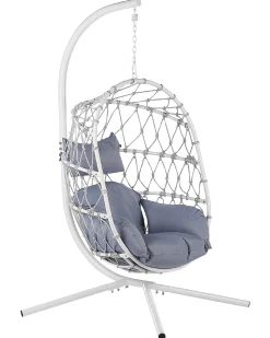 Cadeira Suspensa Em Rattan Branco Com Suporte Adria