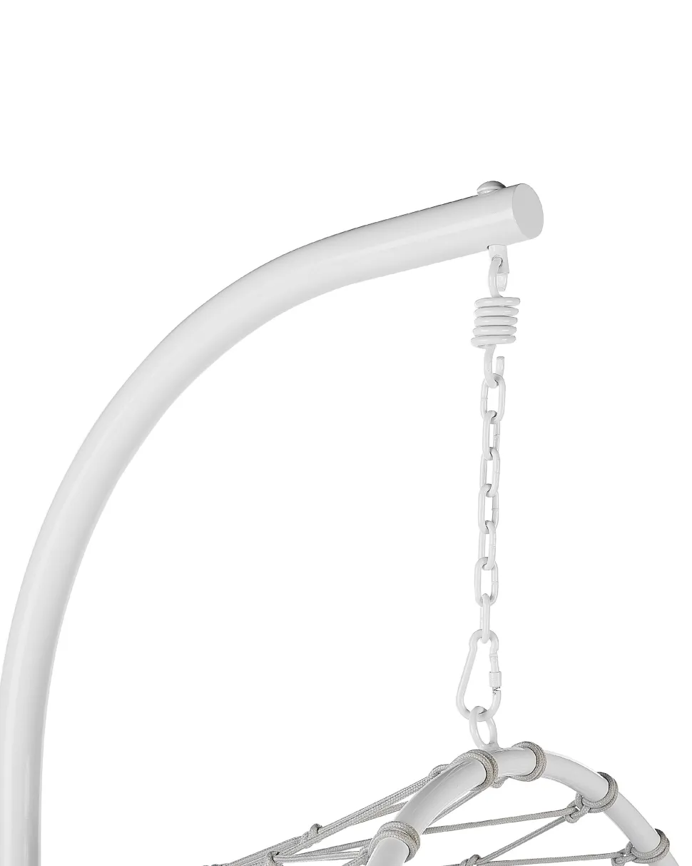 Cadeira Suspensa Em Rattan Branco Com Suporte Adria