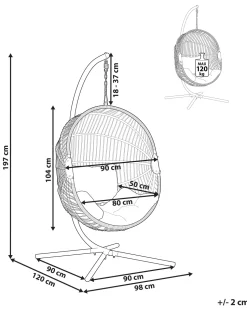Cadeira Suspensa Em Rattan Creme Com Suporte Acri