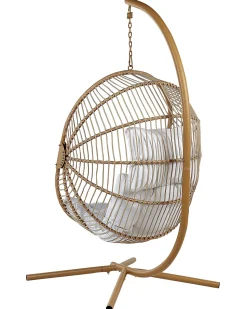 Cadeira Suspensa Em Rattan Creme Com Suporte Acri