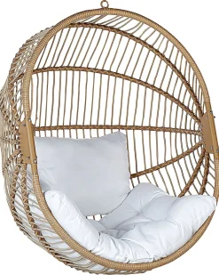 Cadeira Suspensa Em Rattan Creme Com Suporte Acri