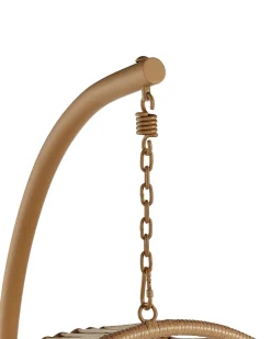 Cadeira Suspensa Em Rattan Creme Com Suporte Acri