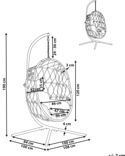 Cadeira Suspensa Em Rattan Creme Com Suporte Adria