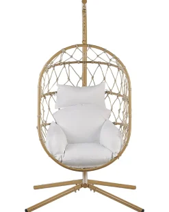 Cadeira Suspensa Em Rattan Creme Com Suporte Adria