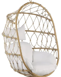 Cadeira Suspensa Em Rattan Creme Com Suporte Adria