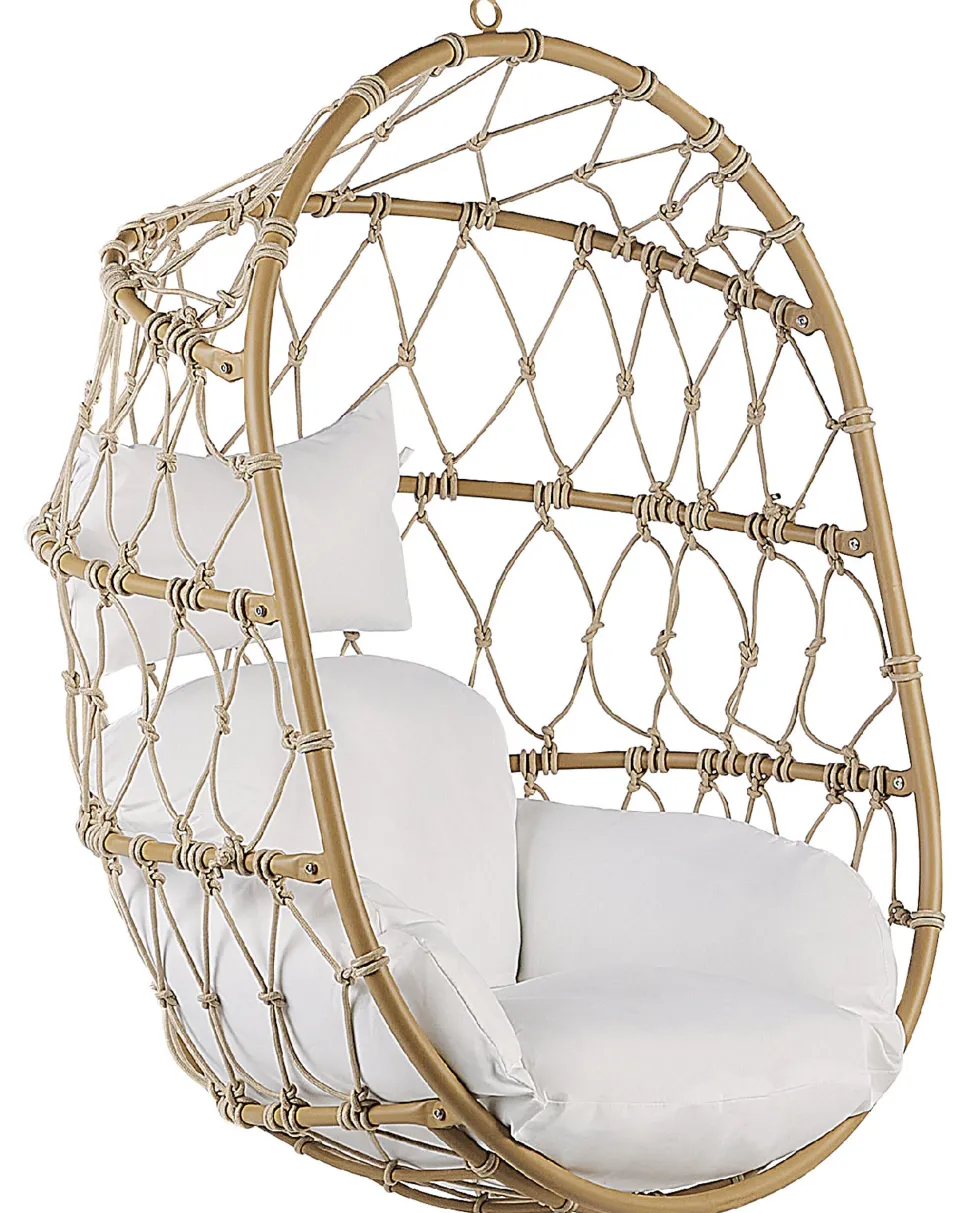 Cadeira Suspensa Em Rattan Creme Com Suporte Adria