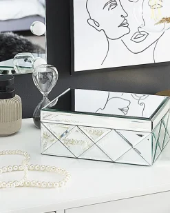 Caixa De Joias Com Efeito Espelhado Prateado Gorron