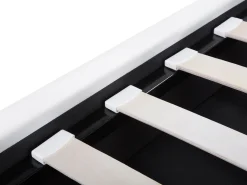 Cama De Solteiro Com Arrumação Em Pele Sintetica Branca 90 X 200 Cm Metz