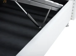 Cama De Solteiro Com Arrumação Em Pele Sintetica Branca 90 X 200 Cm Metz