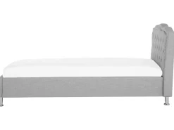 Cama De Solteiro Com Arrumação Em Veludo Cinzento Claro 90 X 200 Cm Metz