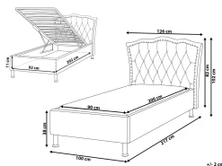 Cama De Solteiro Com Arrumação Em Veludo Creme 90 X 200 Cm Metz