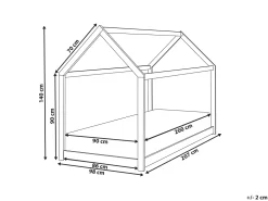 Cama De Solteiro Em Forma De Casa Em Madeira De Pinho Branca 90 X 200 Cm Tosse