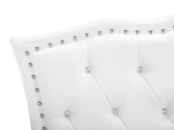 Cama De Solteiro Em Pele Sintetica Branca 90 X 200 Cm Metz