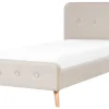 Cama De Solteiro Em Tecido Creme Claro 90 X 200 Cm Rennes