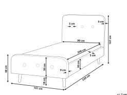 Cama De Solteiro Em Tecido Creme Claro 90 X 200 Cm Rennes