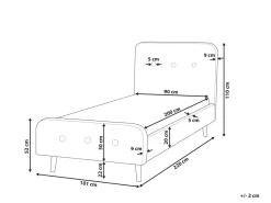 Cama De Solteiro Em Tecido Azul Escuro 90 X 200 Cm Rennes