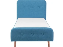 Cama De Solteiro Em Tecido Azul Escuro 90 X 200 Cm Rennes