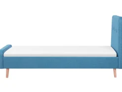 Cama De Solteiro Em Tecido Azul Escuro 90 X 200 Cm Rennes