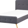 Cama De Solteiro Em Tecido Cinzento Escuro 90 X 200 Cm Rennes