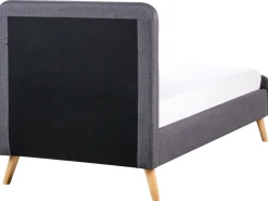 Cama De Solteiro Em Tecido Cinzento Escuro 90 X 200 Cm Rennes