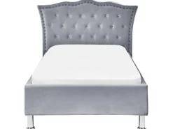 Cama De Solteiro Em Veludo Cinzento 90 X 200 Cm Metz