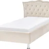 Cama De Solteiro Em Veludo Creme 90 X 200 Cm Metz