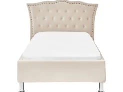 Cama De Solteiro Em Veludo Creme 90 X 200 Cm Metz