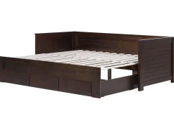 Cama Dupla Com Arrumação Em Madeira Castanha Escura 90/180 X 200 Cm Cahors