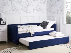 Cama Dupla Em Bombazine Azul Marinho 90 X 200 Cm Mimizan