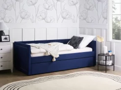 Cama Dupla Em Bombazine Azul Marinho 90 X 200 Cm Mimizan