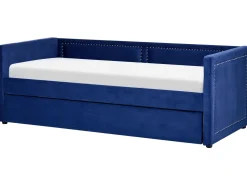 Cama Dupla Em Bombazine Azul Marinho 90 X 200 Cm Mimizan