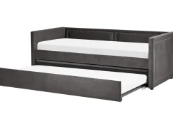 Cama Dupla Em Bombazine Cinzento Escuro 90 X 200 Cm Mimizan