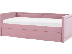 Cama Dupla Em Bombazine Rosa 90 X 200 Cm Mimizan