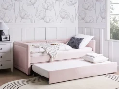 Cama Dupla Em Bombazine Rosa Salmao 90 X 200 Cm Mimizan