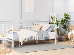 Cama Dupla Em Metal Branco 80/160 X 200 Cm Tulle