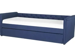 Cama Dupla Em Tecido Azul Marinho 90 X 200 Cm Libourne