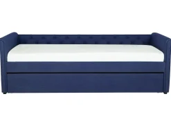 Cama Dupla Em Tecido Azul Marinho 90 X 200 Cm Libourne