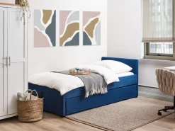 Cama Dupla Em Tecido Azul Marinho 90 X 200 Cm Marmande