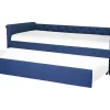 Cama Dupla Em Tecido Azul Marinho 80 X 200 Cm Libourne
