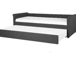 Cama Dupla Em Tecido Cinzento Escuro 80 X 200 Cm Libourne