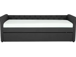 Cama Dupla Em Tecido Cinzento Escuro 80 X 200 Cm Libourne