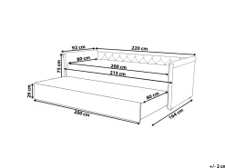 Cama Dupla Em Tecido Cinzento Escuro 80 X 200 Cm Libourne