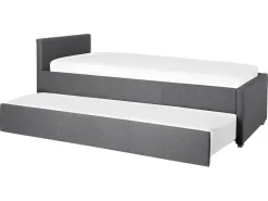 Cama Dupla Em Tecido Cinzento Escuro 80 X 200 Cm Marmande