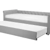 Cama Dupla Em Tecido Cinzento Claro 90 X 200 Cm Libourne