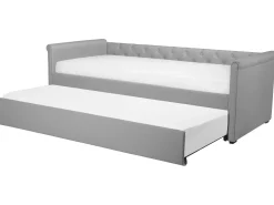 Cama Dupla Em Tecido Cinzento Claro 90 X 200 Cm Libourne