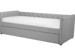 Cama Dupla Em Tecido Cinzento Claro 90 X 200 Cm Libourne