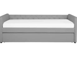 Cama Dupla Em Tecido Cinzento Claro 90 X 200 Cm Libourne