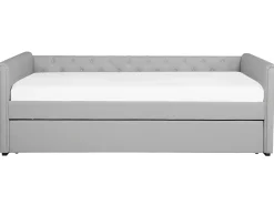 Cama Dupla Em Tecido Cinzento Claro 80 X 200 Cm Libourne